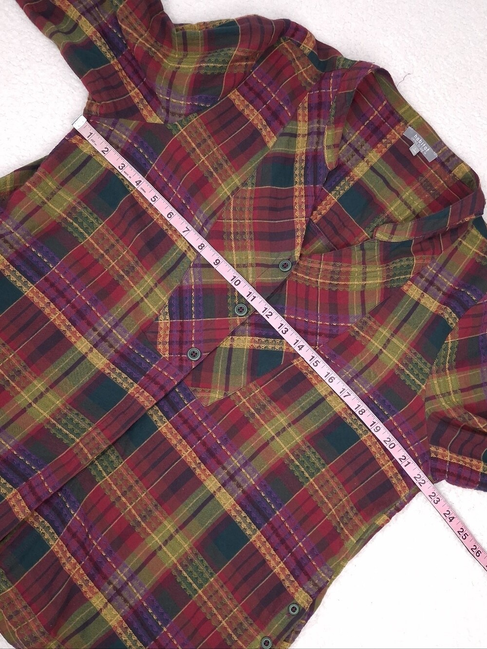 Habitat plaid button up shirt long sleeve Lagenlook artsy boho fall relaxed fit - Picture 5 of 11